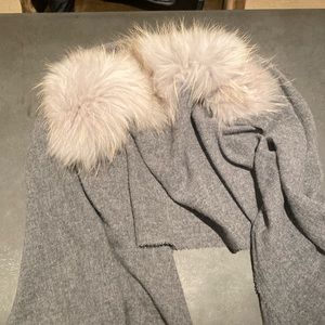 Falconeri Italian cashmere and fur gray scarf